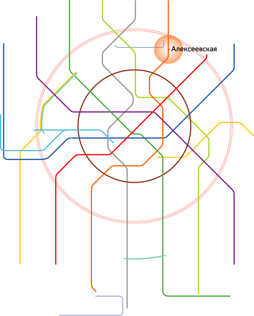 Схема метро алексеевская