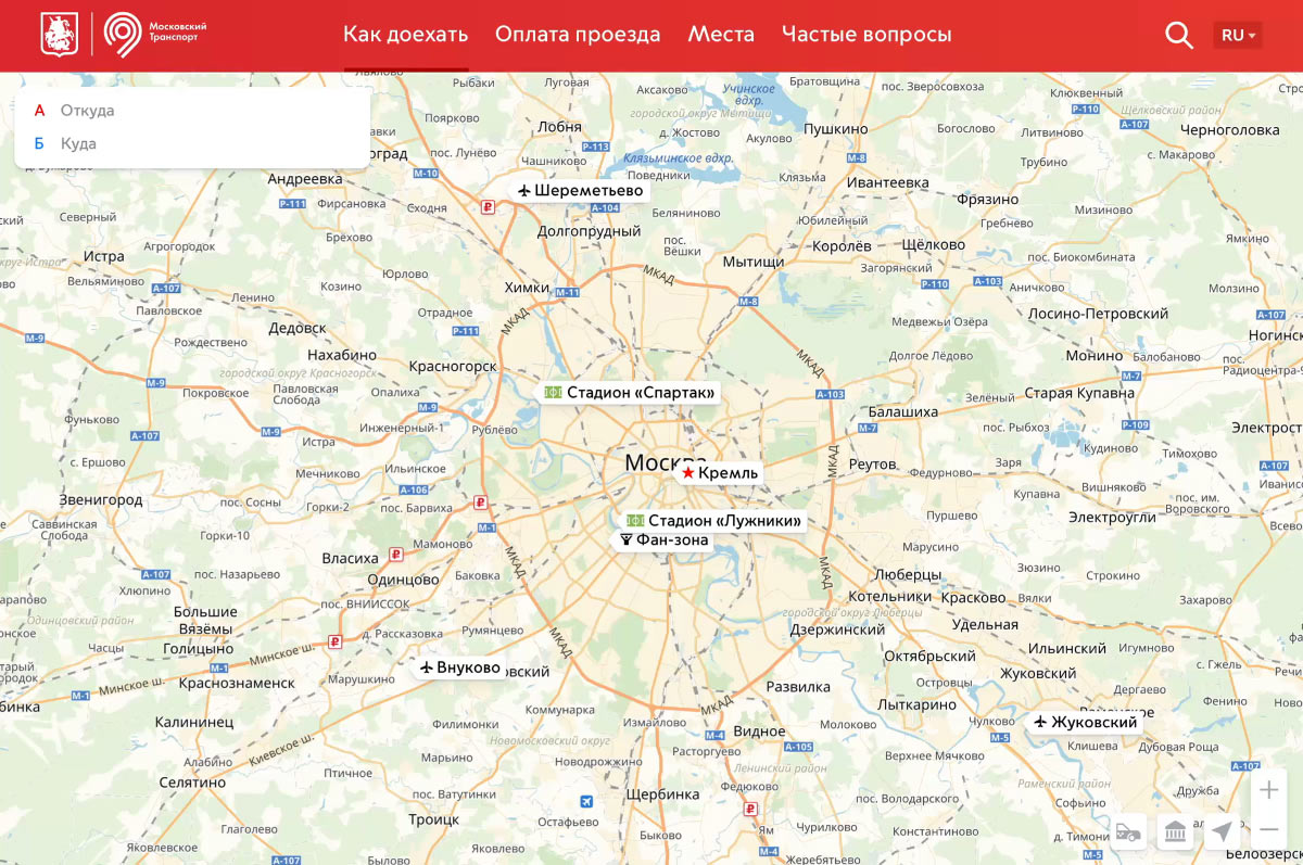 Карта с автобусами онлайн московская область
