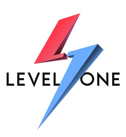 Level 01. One Level. Level 1. Level one logo. One Level 1.