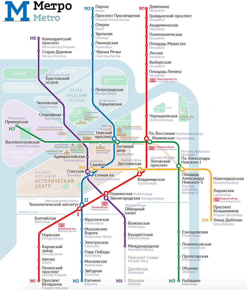 Санкт петербург схема метрополитена на карте