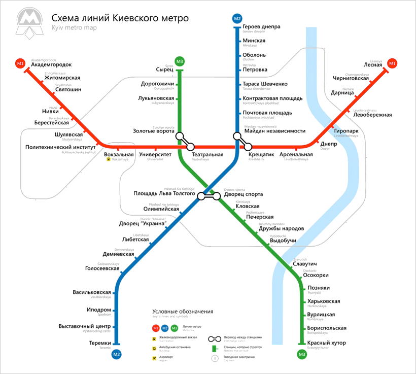 Карта метро киева